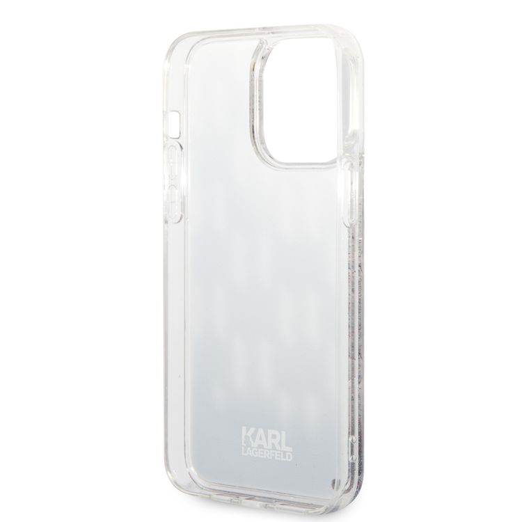 Karl lagerfeld Liquid Glitter Case Monogram Pattern & Multicolor Glitter iPhone 14 Pro Max Compatibility - Black