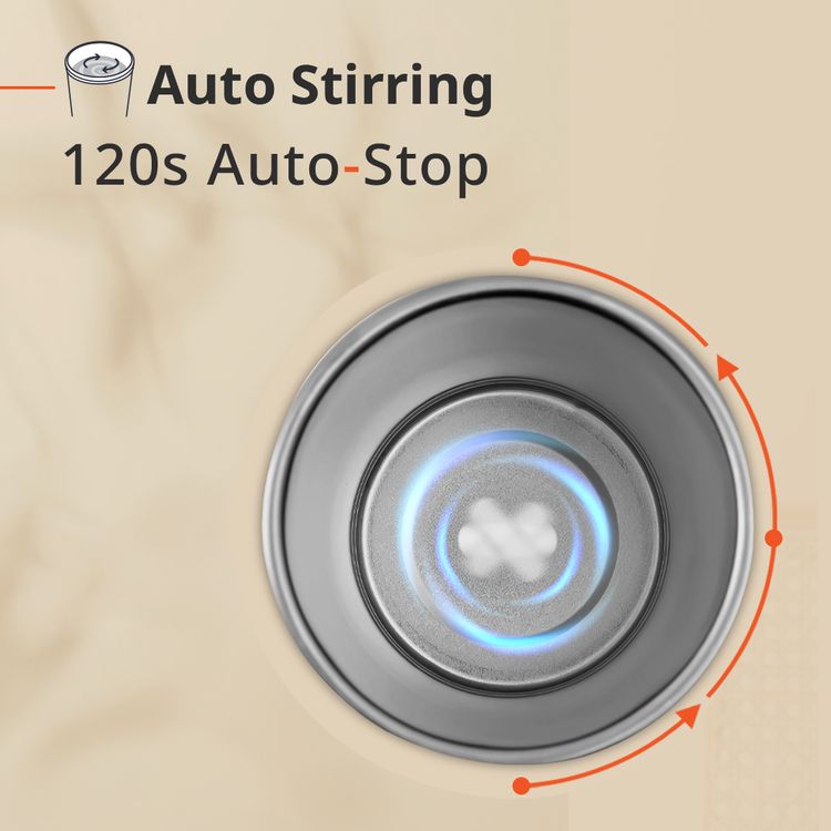 كوب بورودو لايفستايل المعزول ذو التحريك التلقائي بسعة 400 مل، قاعدة مانعة للانزلاق، سعة بطارية 300 مللي أمبير، وقت خلط 120 ثانية مع توقف تلقائي - أسود