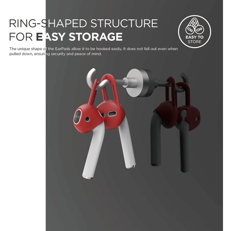 إيلاجو وسادة أذن من السيليكون لأجهزة ابل ايربودز من الجيل 1/2 ، حجمان ، سيليكون ممتاز ، تحافظ على أمانها وثباتها ، أسود