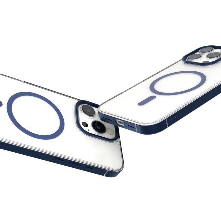 Levelo Claire Magsafe Case with Aluminum Bumper Case for iPhone 16 Pro Max, Hybrid Case, MagSafe Compatibility - Blue