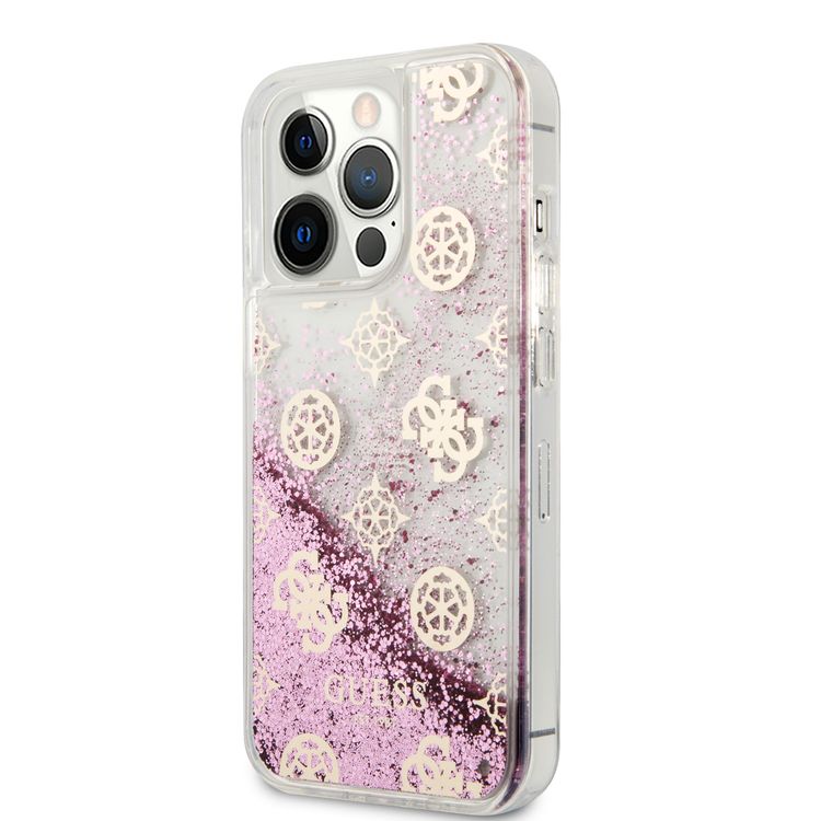 CG MOBILE Guess Liquid Glitter Case Electroplated Peony Logo Compatible for iPhone 13 Pro Max (6.7") Anti-Scratch, Easy Access to All Ports, Shock Absorption