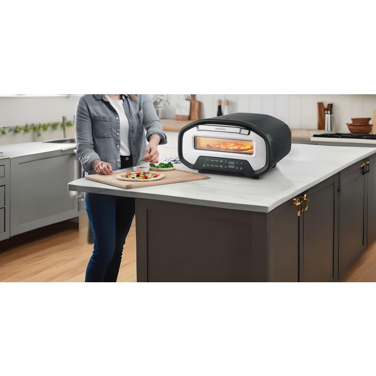 Porodo 12" Indoor Electric Pizza Maker with 7 Preset Programs, 80-430°C Temperature Control, 2200W Rated Power, Up to 60 Minutes Timer, Digital Display, Interior Lighting - Black