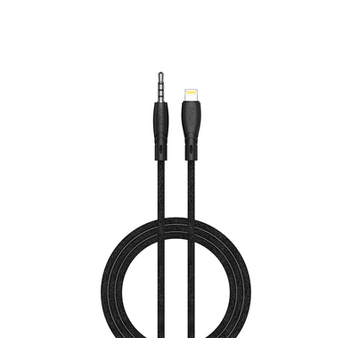 باوا نايلون مضفر متوافق مع كابل لايتنينج إلى  3.5مم أوديو  1.2متر / 4قدم  متوافق مع iPhone 13 Pro / 13 Pro Max / 13/13 mini ، New ipad 9 / iPhone 11 Pro إلخ - أسود