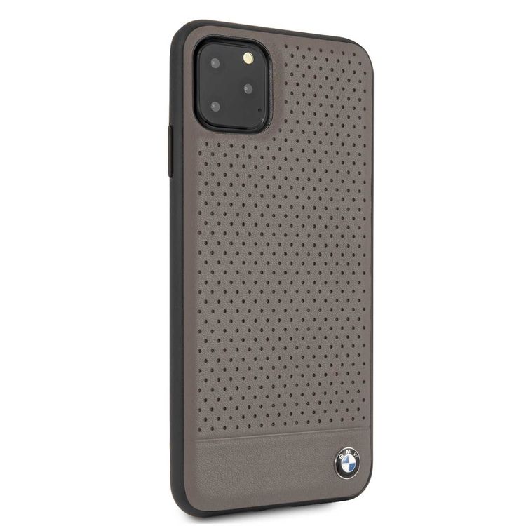 CG MOBILE, BMW Perforated Leather HardCase Compatible w/ iPhone 11 Pro Max, Premium Leather, Anti-Scratch, Camera Protection, Easy Access to All Ports - Brown