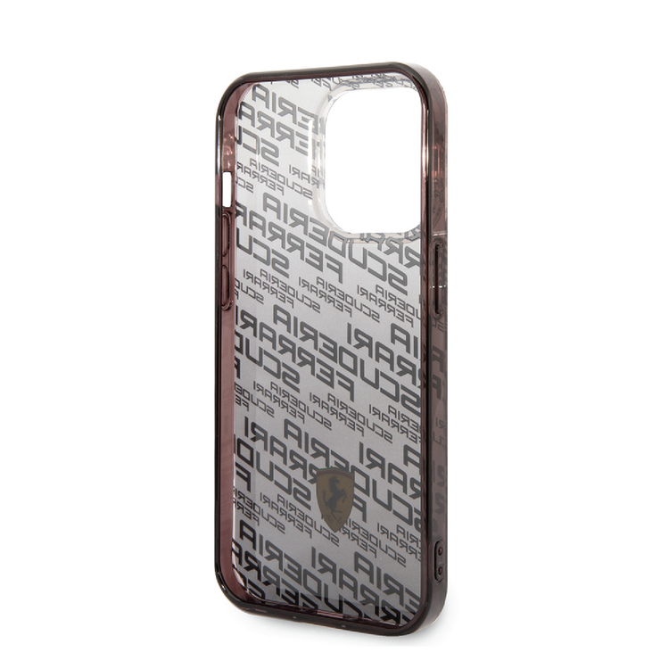 Ferrari Gradient PC/TPU Case with Allover Scuderia & Dyed Bumper iPhone 14 Plus Compatibility - Black