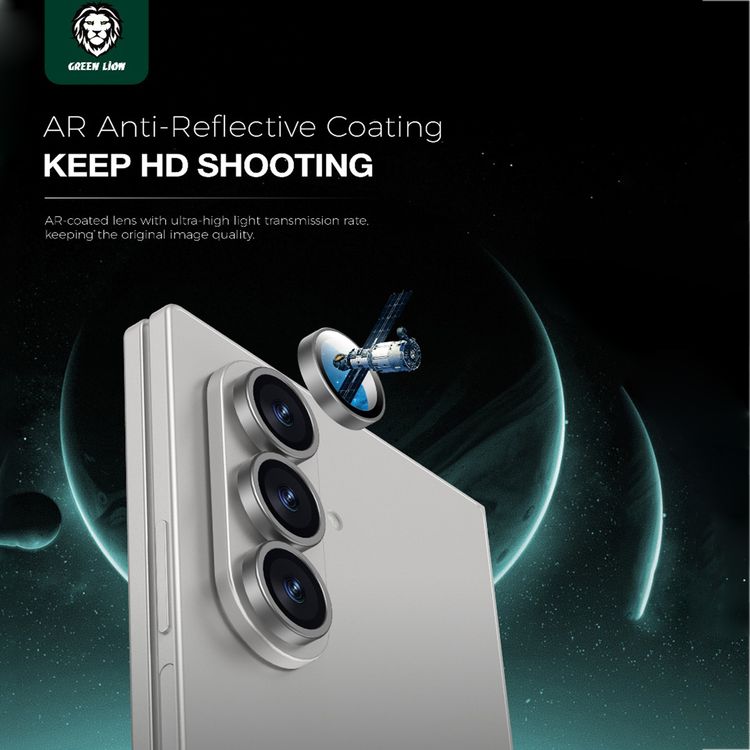 Green Lion Classic Camera Lens for Z Fold 7 with Full Coverage, High Transparency, 9H Hardness, Anti-Scratch Protection, Ultra-Seamless Fit - Gray