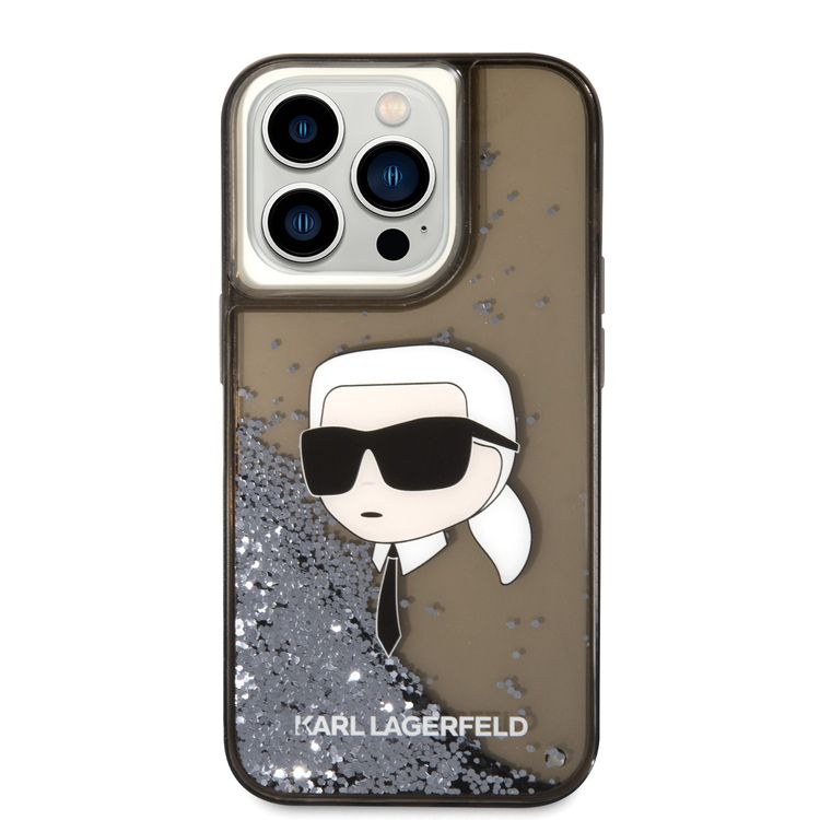 Karl Lagerfeld Liquid Glitter Case with NFT Karl Head - Black - iPhone 15 Pro Max