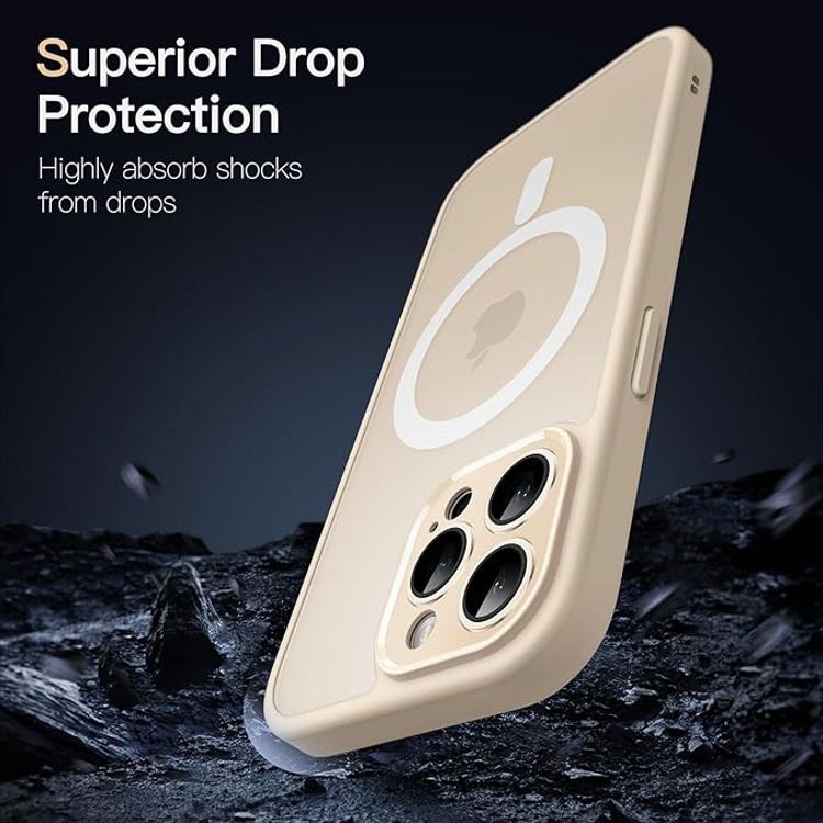 Green Lion Matte MagSafe Case for iPhone 13 Pro ( 6.1" ), Durable, Non-Yellowing, Magnetic precision, Metallic Camera Frame - Gold