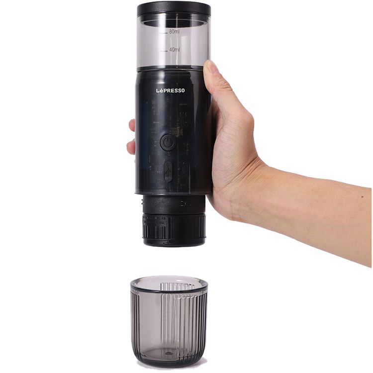 LePresso Portable Mini Espresso Machine, 80mL Water Tank Capacity, Type-C Charging Port, Food Grade Stainless Steel Material - Black