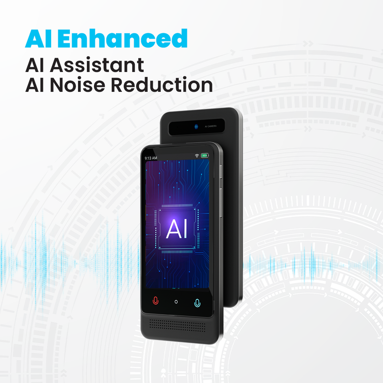 Powerology Fluenté Smart Translator with Real-Time Photo & Voice Translation, Up to 8 Hours Working Time, 2200mAh Battery Capacity, 1GB RAM, 16GB ROM, Type-C Charging Interface, 21 Languages Offline Translation, AI Assistant - Black