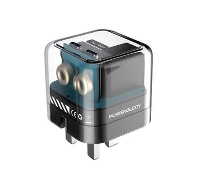 Powerology Transparent 35W PD Dual USB-C Wall Charger Wit...