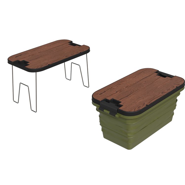 Green Lion Folding Basket with Built-in Table, Foldable Design, 32L Capacity, Collapsible Storage Box, Water-Proof Design - Green