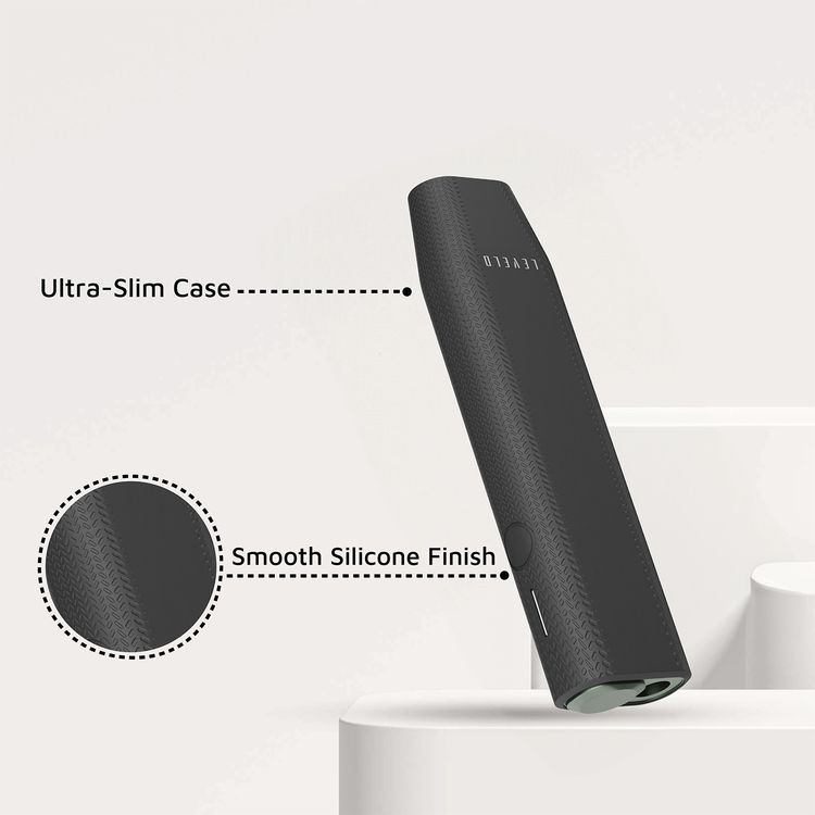 غطاء سيليكون Levelo Nara لجهاز IQOS ILUMA One 2023، مقاوم للانزلاق، بملمس ناعم من السيليكون، مقاوم للصدمات والماء والغبار، نحيف جداً، يشعر وكأنه بدون غطاء - أسود
