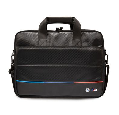 CG MOBILE BMW Carbon PU Computer Bag With Contrasted Tricolor Line Protective Bag Compatible With Intel® UHD Graphics/Windows/HP/Value Top Load Bag/Work, School, etc - Black