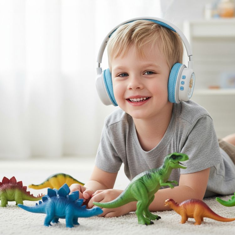Green Lion GK-600 Kids Wireless Headphone with 20 Hours Play Time, Designed for Ages 3+, Versatile Playback, 85dB Safe Sound Limit, Built-in Microphone, LED Light Design, Soft Padded Cushions, Kid-Friendly Controls - Blue