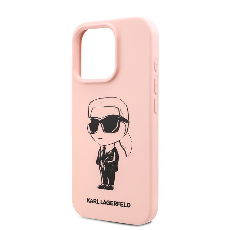Karl Lagerfeld TPU Silicone Hard Case with ikonik Graffiti Logo for iPhone 16 Pro Max, Durable Material, Comfortable and Secure Grip, Lightweight and Slim - Pink