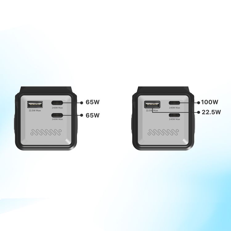 Powerology 27000mAh Smart Display Power Bank with 140W Power Delivery, USB-A & Dual USB-C Ports, 30cm 60W USB-C to USB-C Cable, Simultaneous Charging, Laptop Charging, Built-in Safeguards - Black