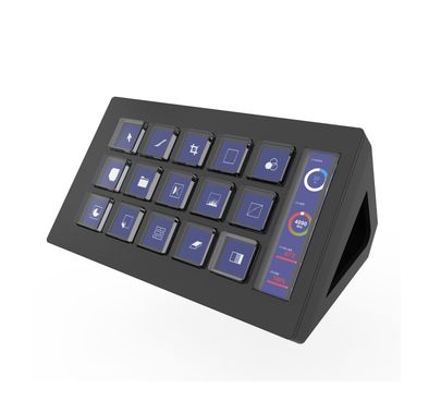 Powerology Stream Deck Interactive Buttons & Custom Software, Windows & Mac Compatible, 800LUM Screen, Type C Power Sources & Data Interface - Black