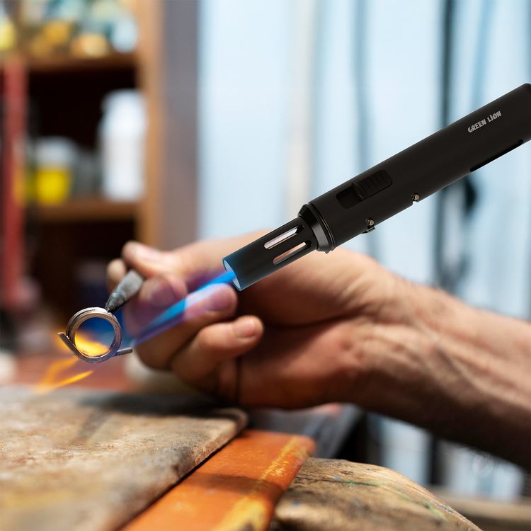 Green Lion Storm Windproof Lighter X with 6g Fuel Tank Capacity, Adjustable Flame Size, Flame Lock Switch, Torch Support Bracket, Fuel Level Indicator, Aluminum Case, Wind-Resistant Flame, Refillable Butane Tank, Anti-Leak Valve, One-Slide Ignition, Multipurpose Lighter - Black