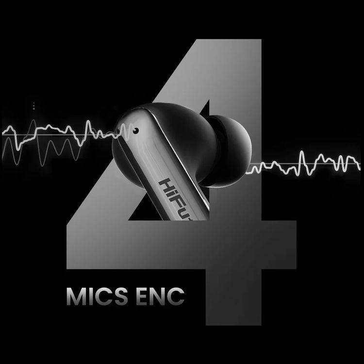 HiFuture Sonicair Earbuds with Up to 35 Hours Play Time, 10mm Driver, Comfortable Fit, Soft Bass, Bluetooth Version 5.3, Built-in 4 Microphones with ENC Technology, Crystal Clear Calls - Black