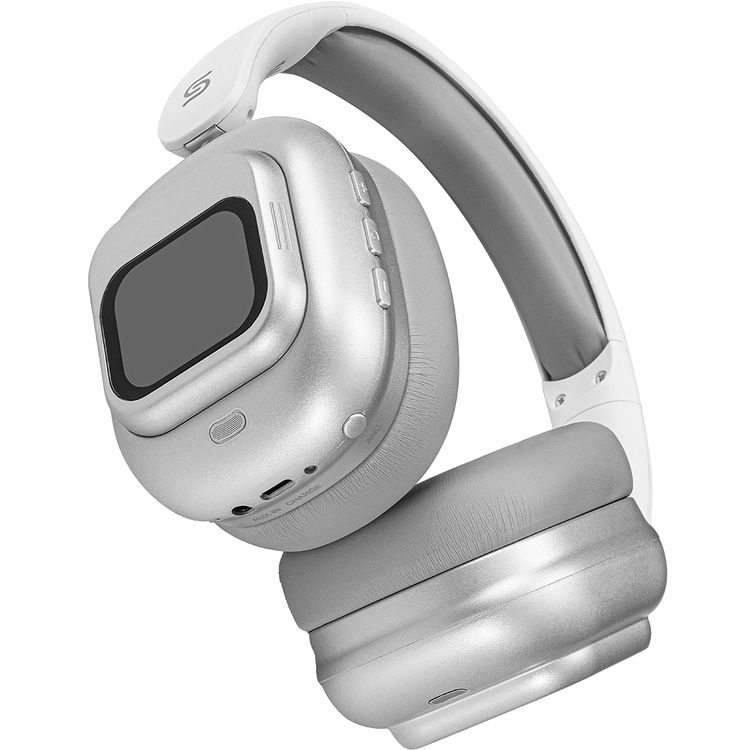 Porodo Soundtec Touchwave ANC Headphones with Detachable Touch Screen, 300mAh Battery Capacity, USB-C Charging Port, 2 Hours Charging Time, Bluetooth Version 5.4, 10m Transmission Range, Up to 29 Hours Play Time, Built-in Microphone, Immersive Audio, Compact Foldable Design - White