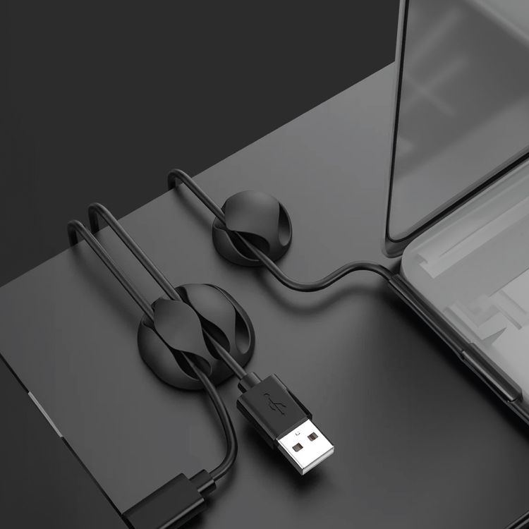 Green Lion 10-in-1 Cable Organizer with 26 Slots, 3M Self-Adhesive Backing, Durable TPR Material, Supports Audio, Ethernet, Data & Mouse Cables, Effortless Cable Access, Easy to Apply - Black