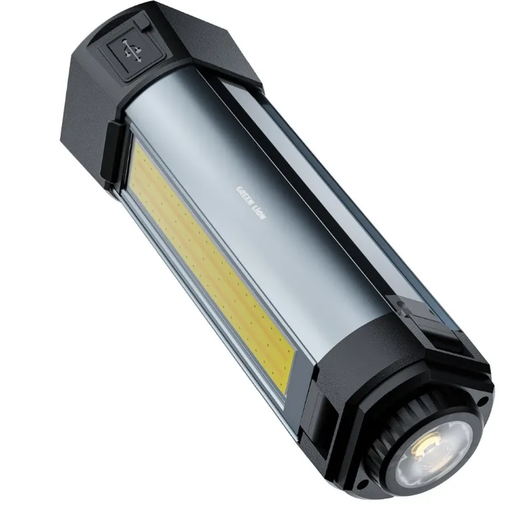 Green Lion Trio Beam Lite, 2000 Lumens Tripod Camping Light, Adjustable Light Modes (White, Yellow, and Red), 6000mAh Battery, P50 Bulb + COB, USB-A Output, Type-C Charging, 120cm Maximum Height, 8 Hours Recharge Time, 4-10 Hours Working Time, 4000-7000K Color Temperature Range - Black