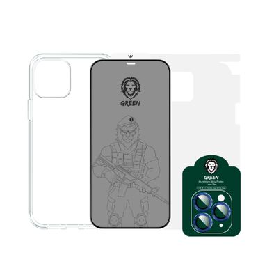 Green 4 in 1 360° Privacy Protection Pack for iPhone 12 / 12 Pro ( 6.1" ) - Blue