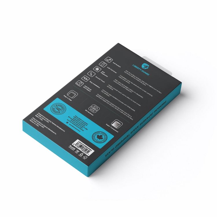 واقي شاشة Liberty Guard Azure Full Cover Black بحافة مدورة لهاتف iPhone 12 Pro Max، مضاد للصدمات والتأثير - أسود