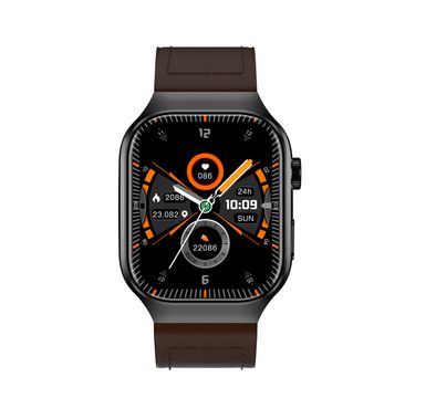 Green Lion Ridge Smart Watch with Magnetic Charging, Bluetooth Calls, Music Player, Health Monitoring, Metal Case Material, PU Leather Strap Material - Black / Brown