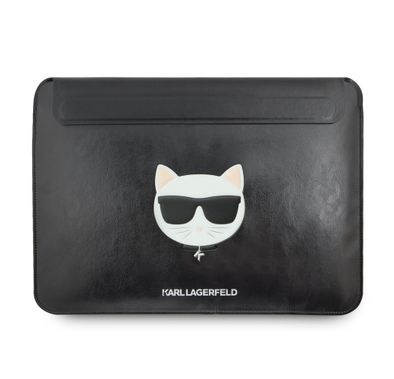 Karl Lagerfeld Saffiano Computer Sleeve with Choupette Compatible for a 16-inch notebook/tablet ,Slim Lightweight Portable Storage Bag Suitable for Outdoor - Black