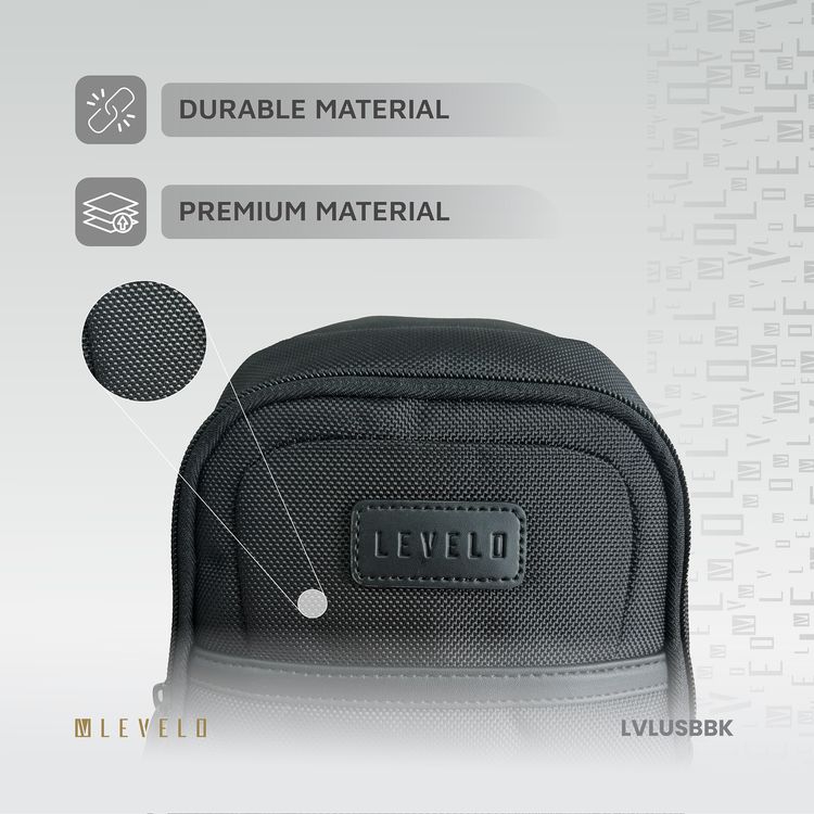 Levelo Urban Sling Bag with Multiple Compartments, 1680D Polyester Material, Lightweight Design, Ample Space, Versatile Use - Black