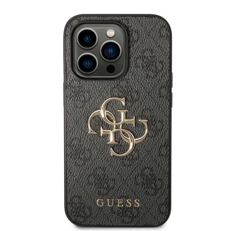Guess PU Leather Case with 4G Metal Logo - Grey - iPhone 15 Pro