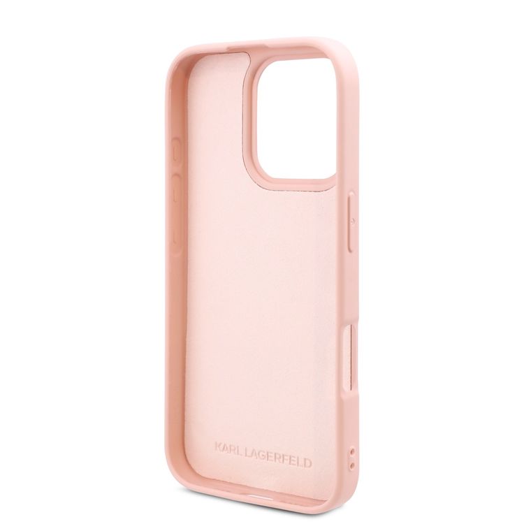 Karl Lagerfeld TPU Silicone Hard Case with ikonik Graffiti Logo for iPhone 16 Pro Max, Durable Material, Comfortable and Secure Grip, Lightweight and Slim - Pink