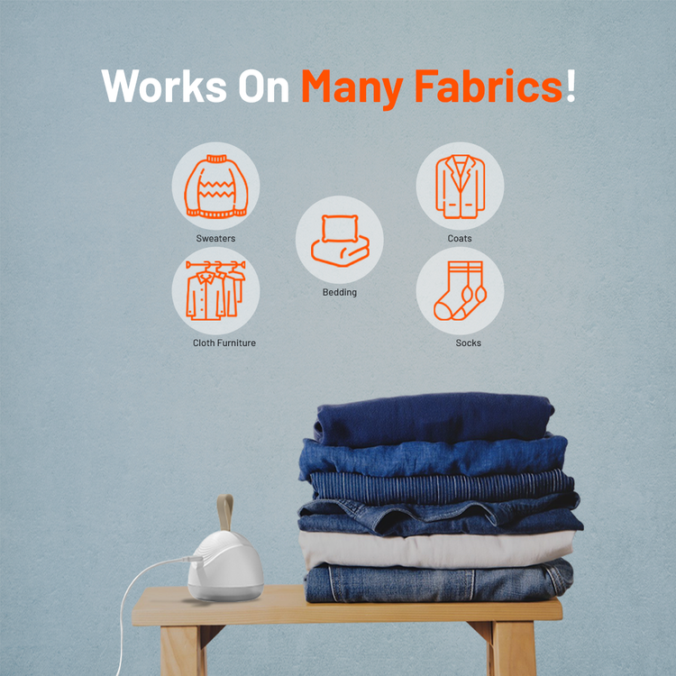 Porodo Lifestyle Fabric Shaver Lint & Bobbles Remover with Efficient 6-Blade Design, 5W Rated Power, 600mAh Battery Capacity, 1.5 Hours Working Time, USB-C Charging Interface, 7200RPM Motor Speed, 50mL Lint Bin Capacity - White