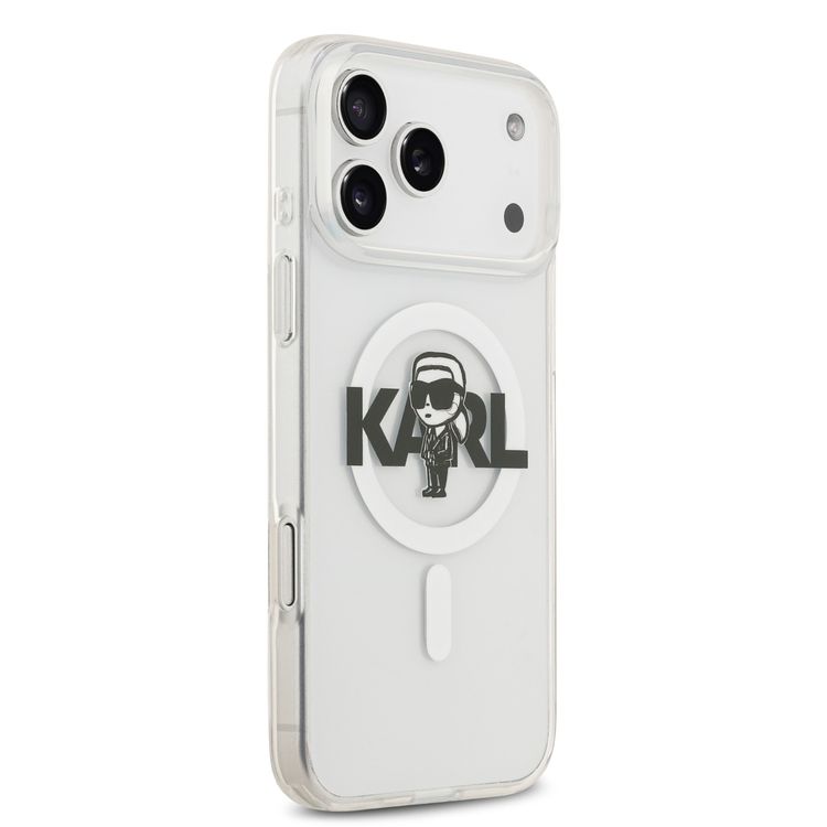Karl Lagerfeld MagSafe IML Case with Karl Sketch for iPhone 17 Pro Max, Slim Profile, Lightweight Design, Easy Snap-On, Comfortable Grip, Sustainable Packaging, Drop Protection - Transparent