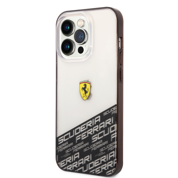 Ferrari PC/TPU IML Case with Bottom Scuderia Allover Print iPhone 14 Pro Max Compatibility - Silver
