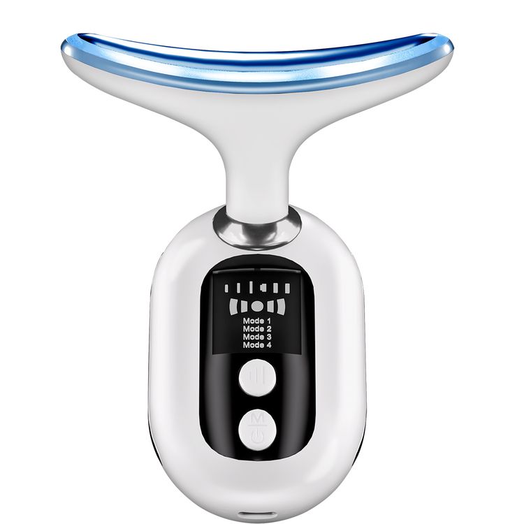 Porodo Lifestyle Face & Neck Light Therapy Massager with 4 Speed Levels, 5W Rated Power, Type-C Charging Interface, 3 Light Modes, Warm Massage Therapy, Skin Firming Vibration, Ion Deep Cleaning - White