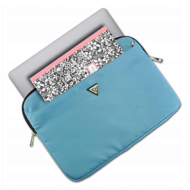 Guess Laptop Sleeve for Computer 13" with High-Quality Nylon Material, 3 Pockets, Zipper Closure, Water-Resistant - Light Blue