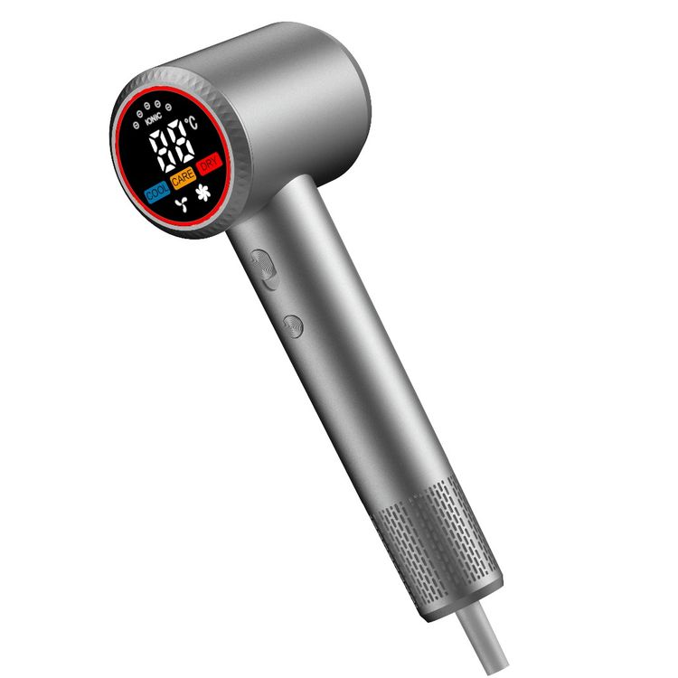 Green Lion LUXAIR Hair Dryer with 1600W Rated Power, 3 Heat Settings, Magnetic Nozzle, Digital Display, Thermostat Control, 2 Wind Speeds - Gray 