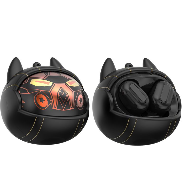 Green Lion Shadow Beats True Wireless Earbuds with 3 Custom Face, Hanging Chain Included, Clear Call Quality, Voice Assistant, Touch Control - Black