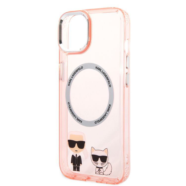Karl Lagerfeld Magsafe PC/TPU Case with Ring Wireless Chargeable iPhone 14 Compatibility – Pink