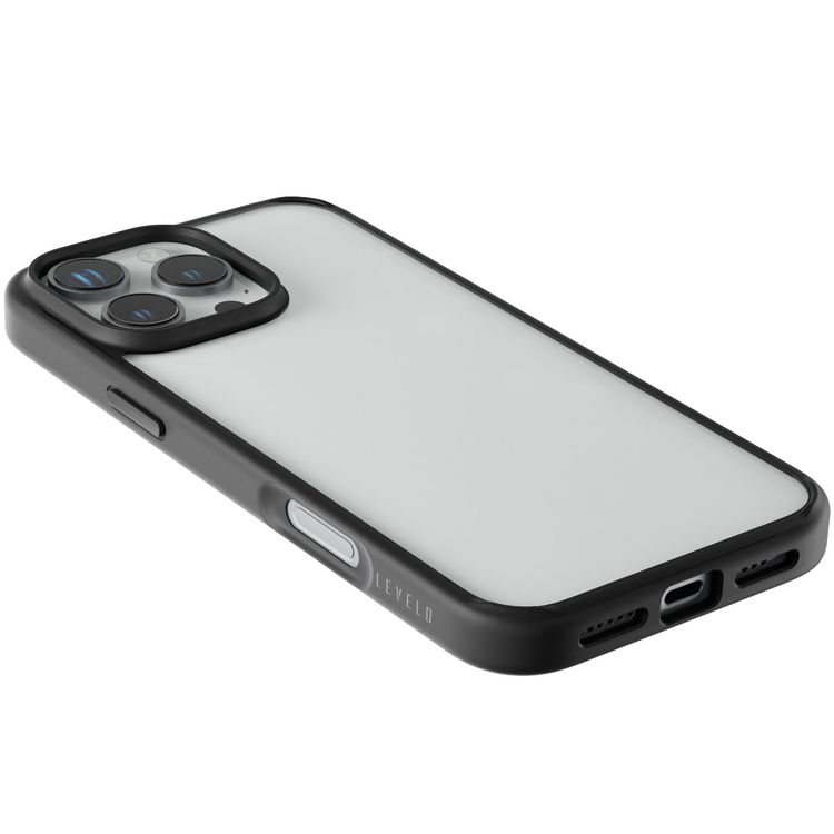 Levelo Solo Case for iPhone 16 Pro Max with Clearview Technology, Matte TPU Bumper, Comfortable Grip, Impact-Resistant Corners, 3H Scratch Resistance - Black