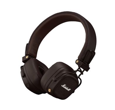 Marshall Major V Wireless On-Ear Headphones with Rugged & Foldable Design, Wireless Charging, 3 Hours Charging Time, Customizable M-Button, Bluetooth 5.3,Up to 100 Hours Play Time - Brown 