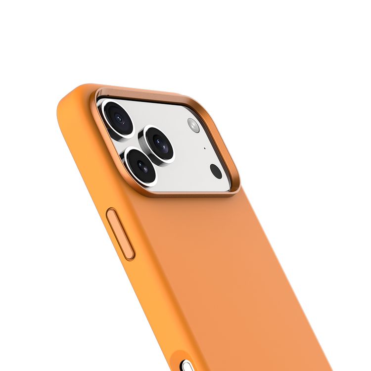 Levelo Iris MagSafe Liquid Silicone Case for iPhone 17 Pro Max, Strong Magnets, Drop-Tested, Aluminum Alloy Frame for Camera & Buttons, Shock-Resistant Bumper, Premium Silicone Grip - Orange