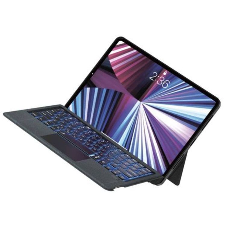 حافظة لوحة مفاتيح تعمل باللمس باللون الأخضر لجهاز iPad 10.9 و11 بسعة 500 مللي أمبير في الساعة - أسود