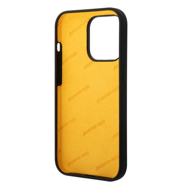 AMG Liquid Silicone Case with Colorful AMG Logo Bumper ProtectioniPhone 14 Pro Max Compatibility - Yellow