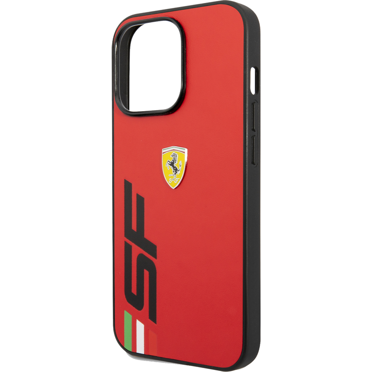 Ferrari Leather Printed Big SF Logo Hard case, Drop protection, Compatible with iPhone 13 Pro Max  - Red