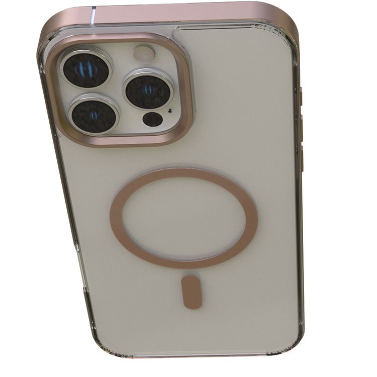 Levelo Claire Magsafe Case with Aluminum Bumper Case for iPhone 16 Pro Max, Hybrid Case, MagSafe Compatibility - Rose Gold Titanium