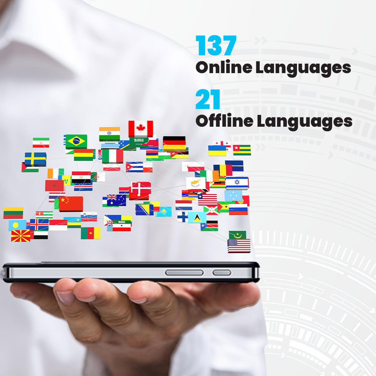 Powerology Fluenté Smart Translator with Real-Time Photo & Voice Translation, Up to 8 Hours Working Time, 2200mAh Battery Capacity, 1GB RAM, 16GB ROM, Type-C Charging Interface, 21 Languages Offline Translation, AI Assistant - Black